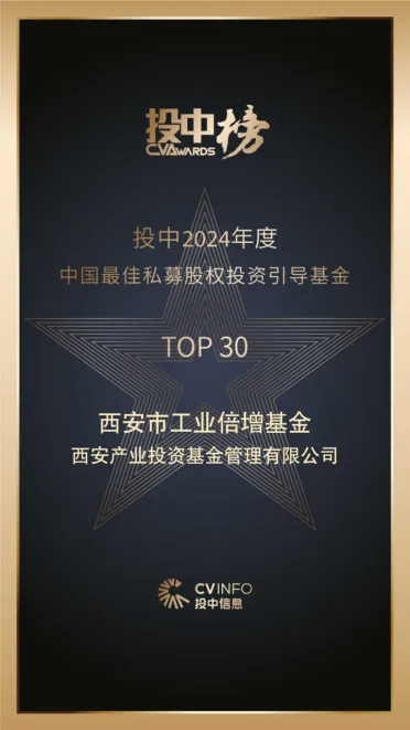 奮楫爭先，載譽前行⑤ || 西安市工業倍增引導基金榮登投中2024年度中國最佳私募股權投資引導基金TOP30榜單