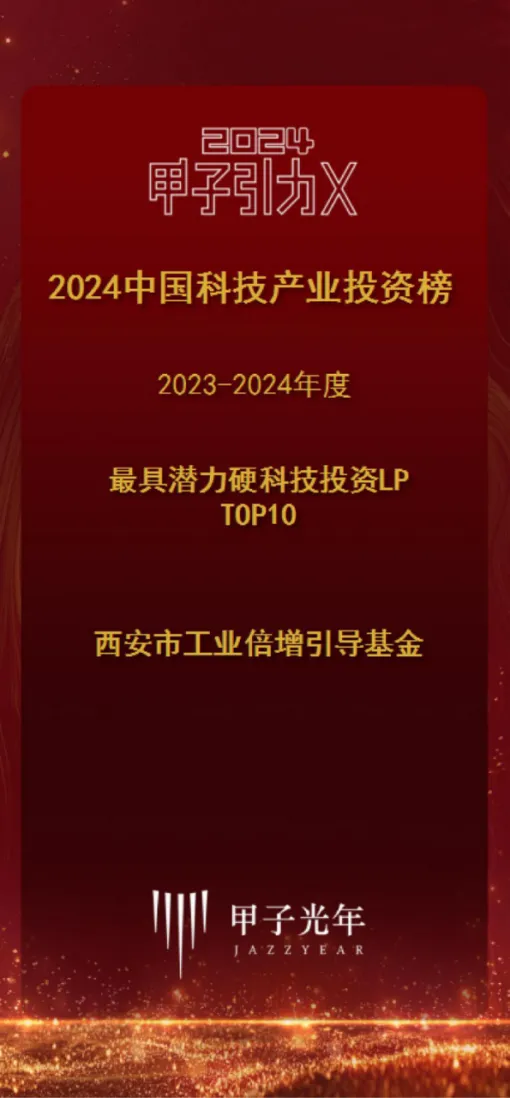 奮楫爭先，載譽前行④ || 西安市工業倍增引導基金榮獲2023-2024年度最具潛力硬科技投資LP TOP10